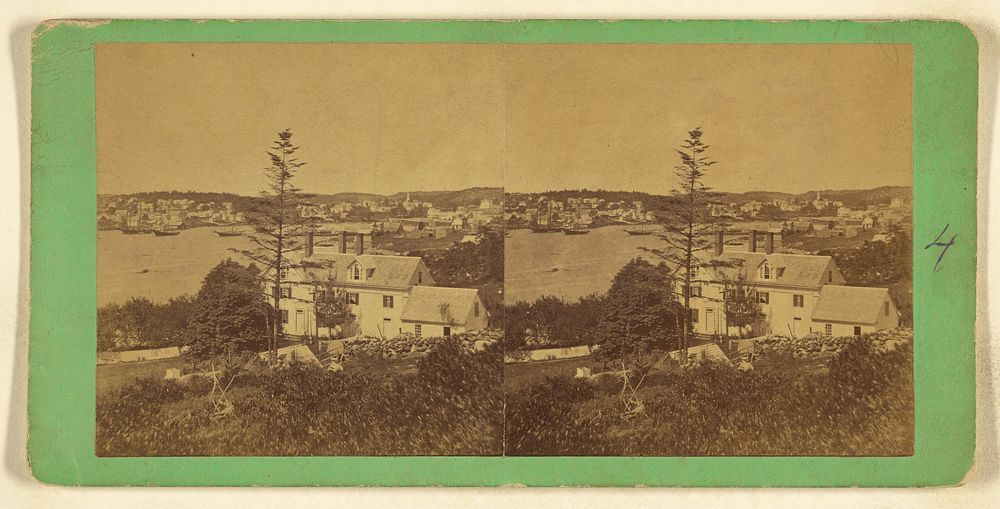 View of town and body of water, probably at Waldoboro, Maine by Asa H Lane