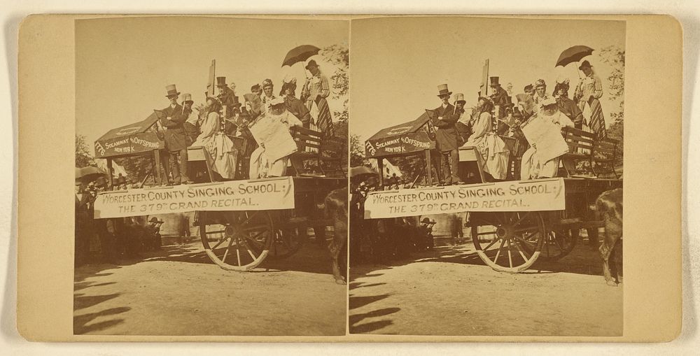 Horse-drawn wagon of "Worcester County Singing School: The 379th Grand Recital." by Frank Lawrence