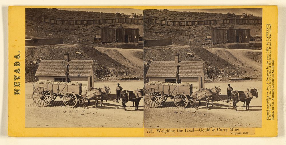 Weighing the Load - Gould & Curry Mine, Virginia City. by Lawrence and Houseworth