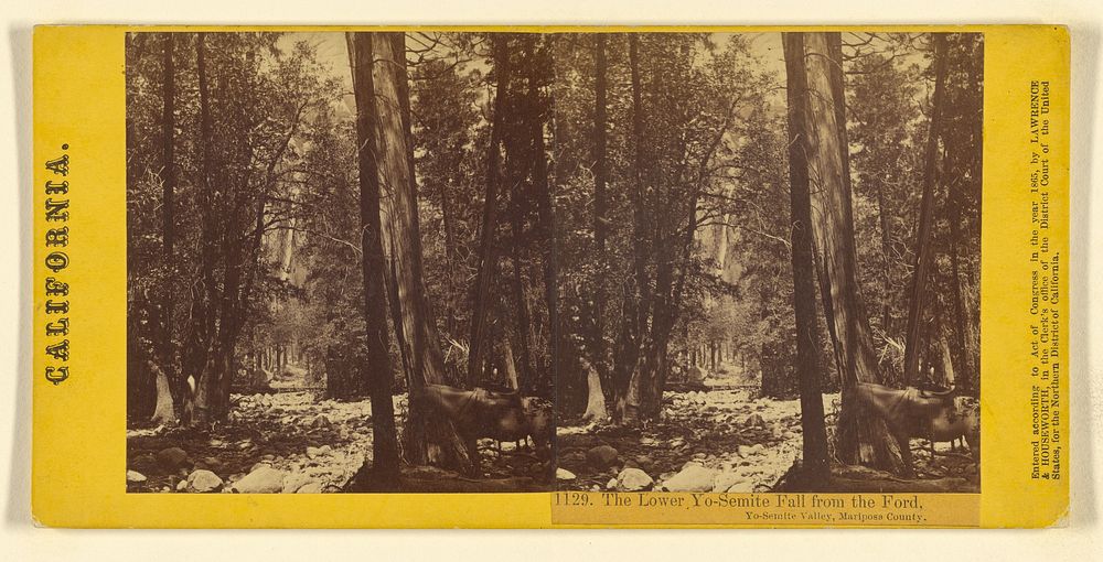 The Lower Yo-Semite Fall from the Ford, Yo-Semite Valley, Mariposa County. by Lawrence and Houseworth