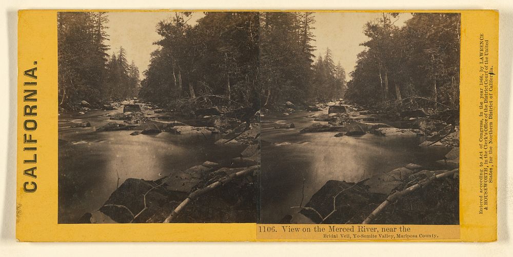 View on the Merced River, near the Bridal Veil, Yo-Semite Valley, Mariposa County. by Lawrence and Houseworth
