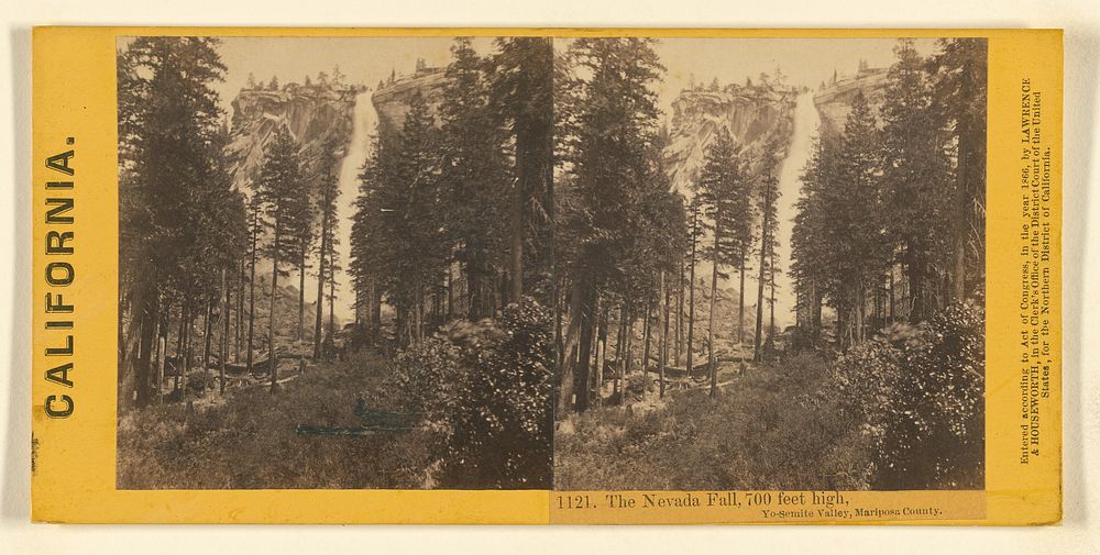 The Nevada Fall, 700 feet high, Yo-Semite Valley, Mariposa County. by Lawrence and Houseworth
