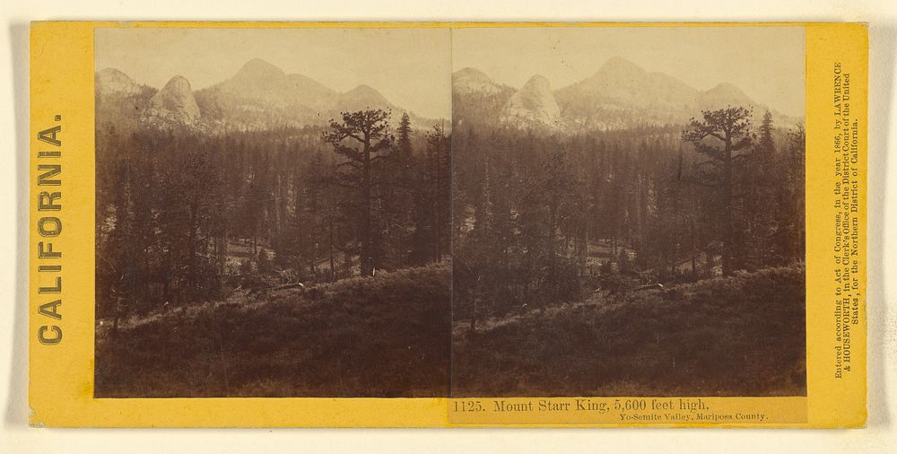 Mount Starr King, 5,600 feet high, Yo-Semite Valley, Mariposa County. by Lawrence and Houseworth