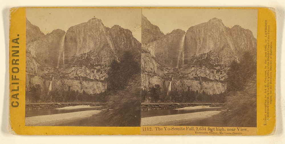 The Yo-Semite Fall, 2,634 feet high, near View, Yo-Semite Valley, Mariposa County. by Lawrence and Houseworth