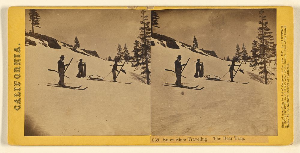 Snow-shoe Traveling. The Bear Trap. by Lawrence and Houseworth