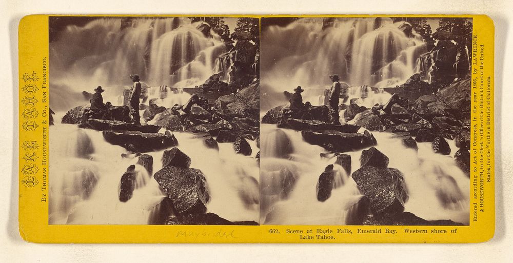 Scene at Eagle Falls, Emerald Bay. Western shore of Lake Tahoe. by Lawrence and Houseworth
