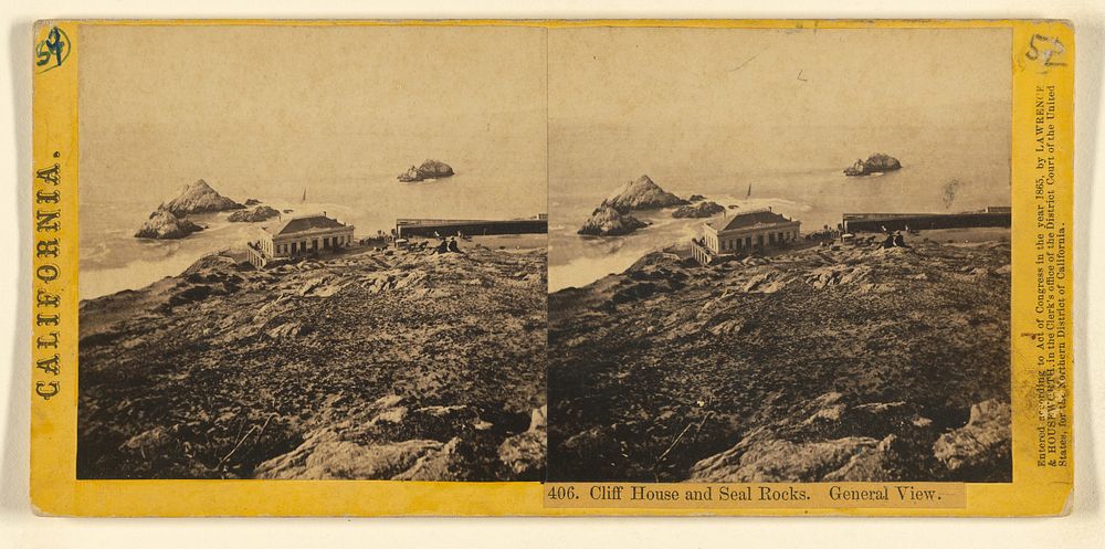 Cliff House and Seal Rocks. General View. by Lawrence and Houseworth