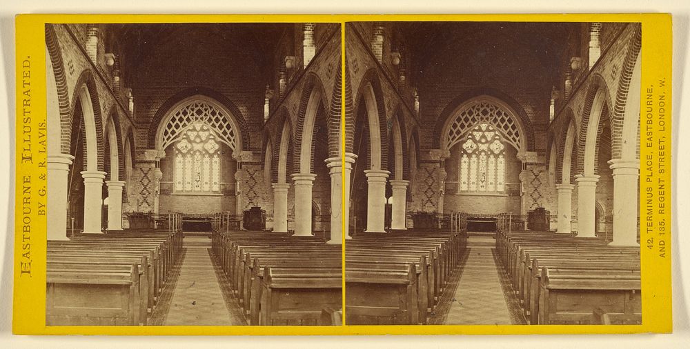 Interior of a church at Eastbourne, England by George Lavis and Rebecca Finlayson Lavis