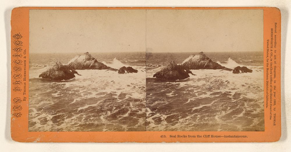 Seal Rocks from the Cliff House - instantaneous. by Thomas Houseworth and Company