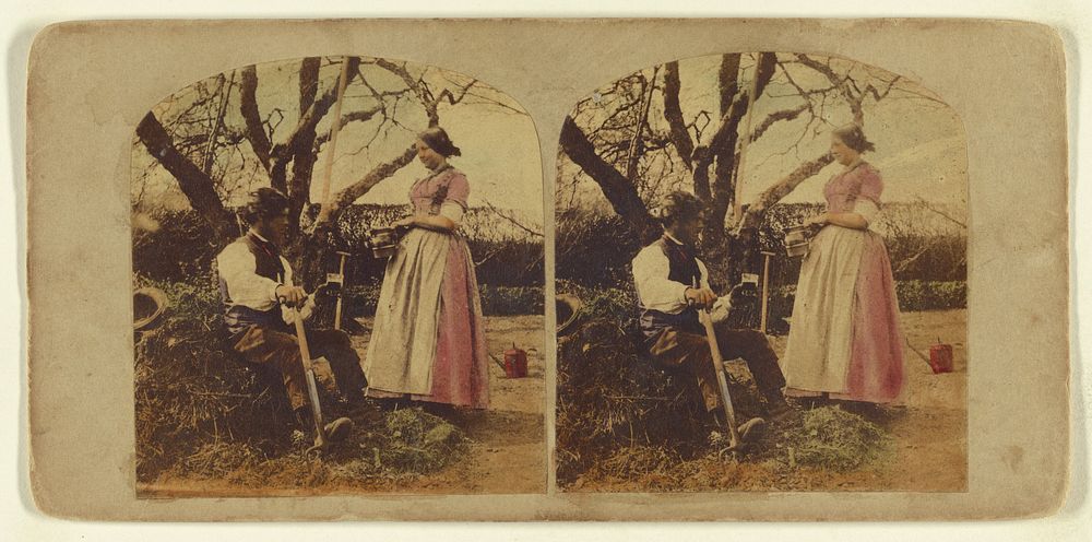 Man and woman in the garden by London Stereoscopic and Photographic Company