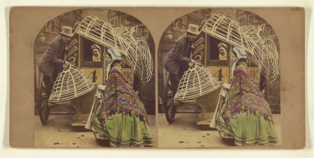 "Werry Sorry, M'am, But Yer'l Av to Leave Yer Krinerline Outside." by London Stereoscopic and Photographic Company