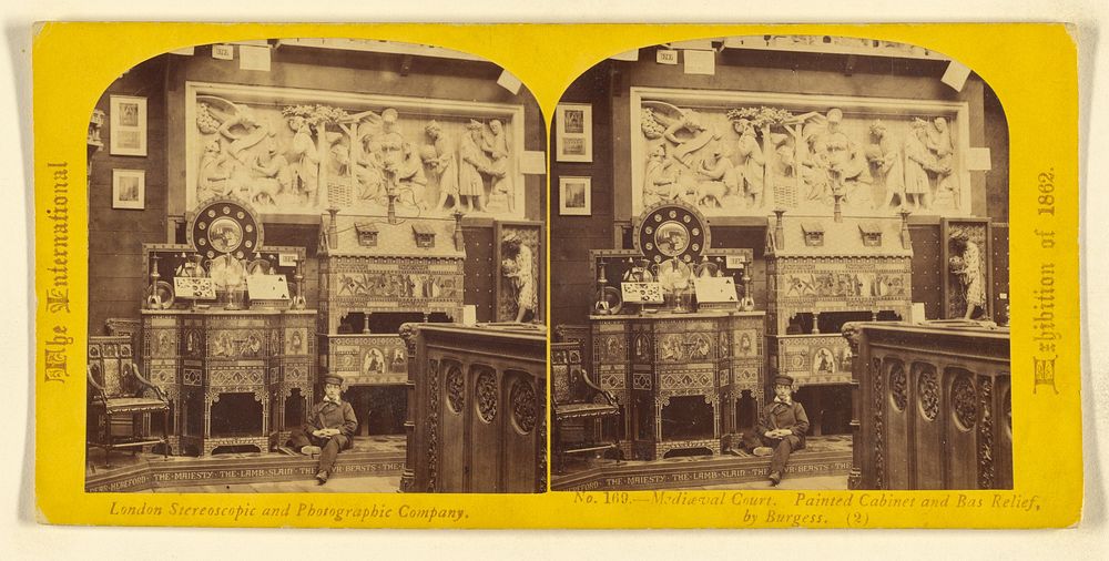 Mediaeval Court. Painted Cabinet and Bas Relief, by Burgess. by London Stereoscopic and Photographic Company