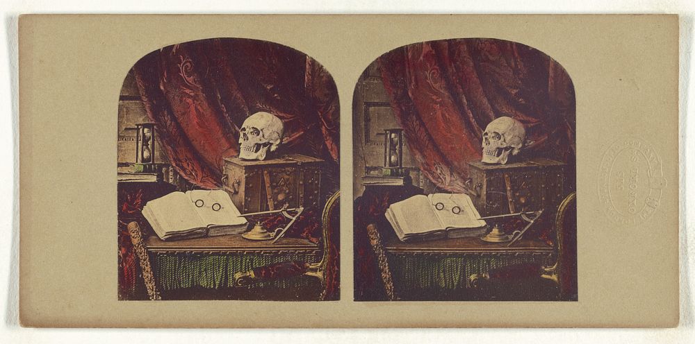Old Mortality / Still life of Skull, Books, and Hourglass / Vanitas / The Sands of Time by Thomas Richard Williams