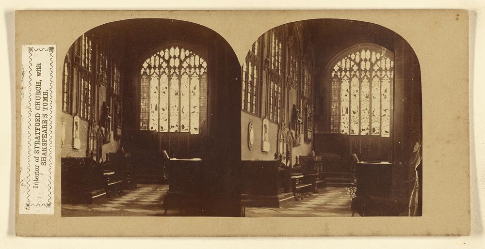 Interior of Stratford Church, with Shakspeare's Tomb. by London Stereoscopic and Photographic Company
