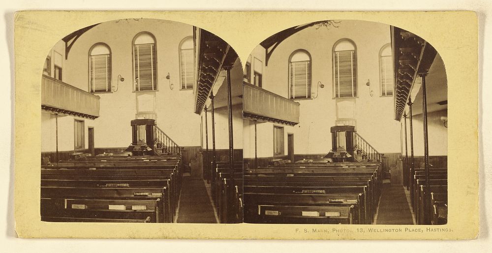 Interior of a church, probably at Hastings, England by F S Mann