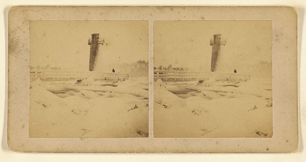 Winter scene with lighthouse, Niagara Falls, N.Y. by Samuel J Mason