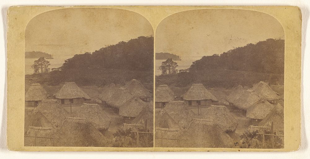 Grass huts at Isthmus of Panama, Darien Expedition by John Moran