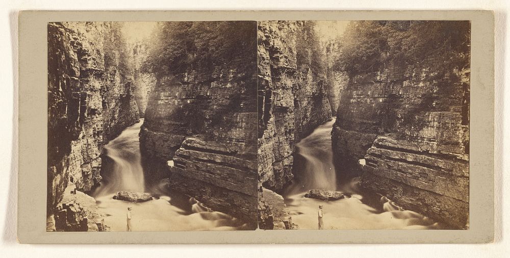 The Chasm of the Au Sable River, N.Y. No. 5. View from Fissure above Table Rock; looking up-stream. by J C Moulton