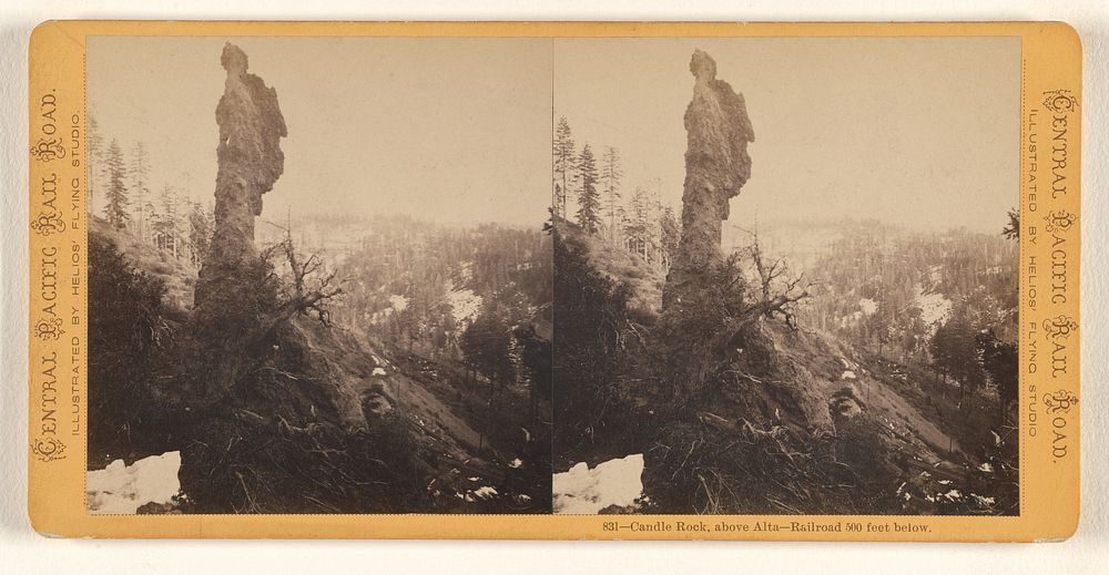 Candle Rock, above Alta - Railroad 500 feet below. by Eadweard J Muybridge