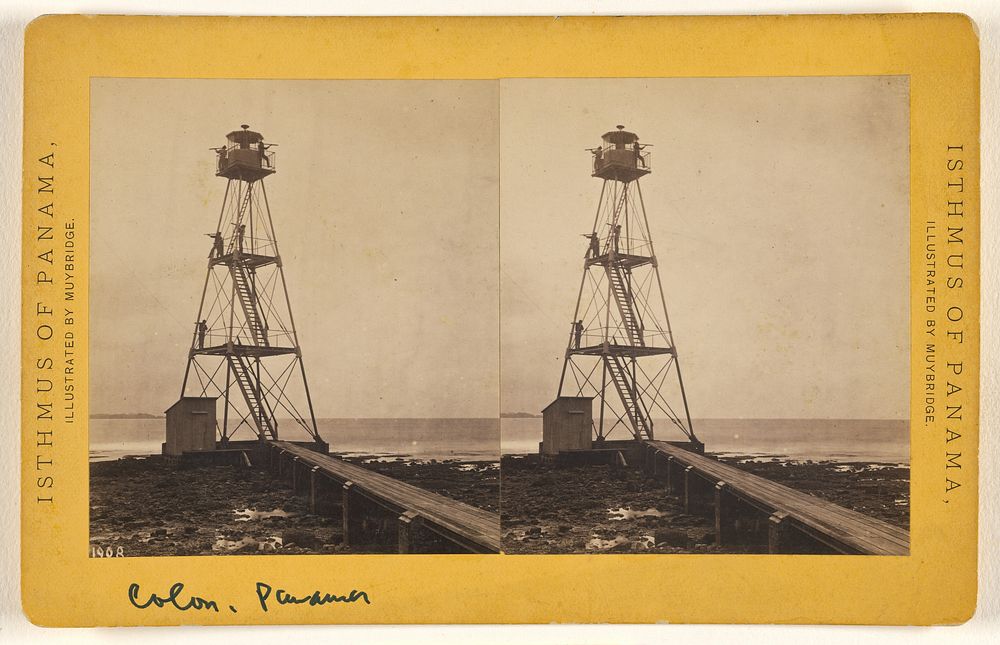 Colon (Aspinwall.) Lookouts at Light House. by Eadweard J Muybridge