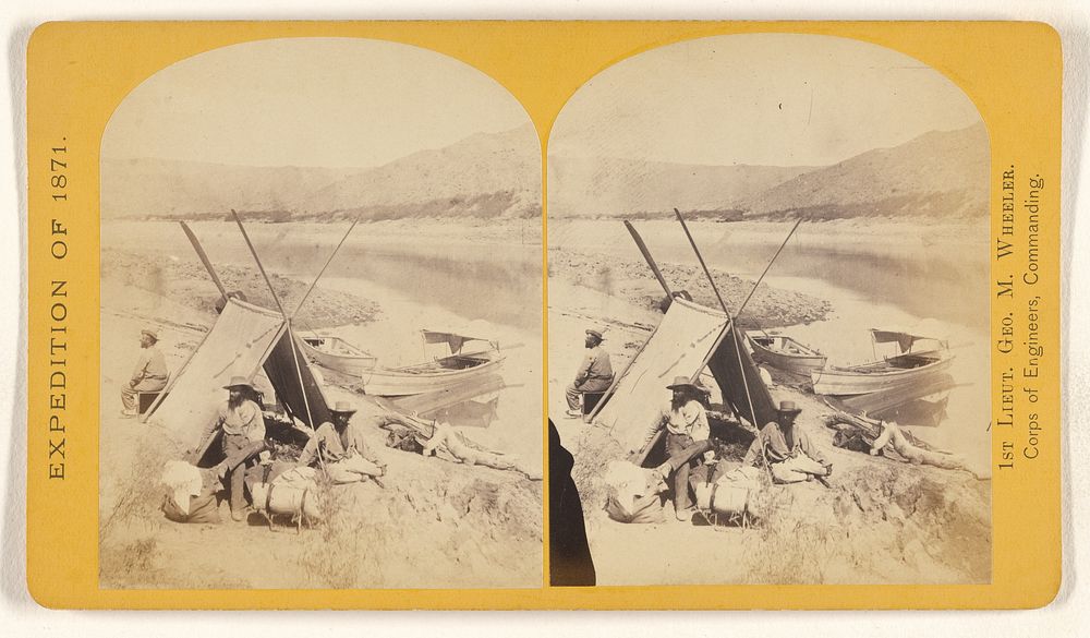 Camp at the crossing of the Colorado, just below the mouth of the Grand Canon... by Timothy H O Sullivan