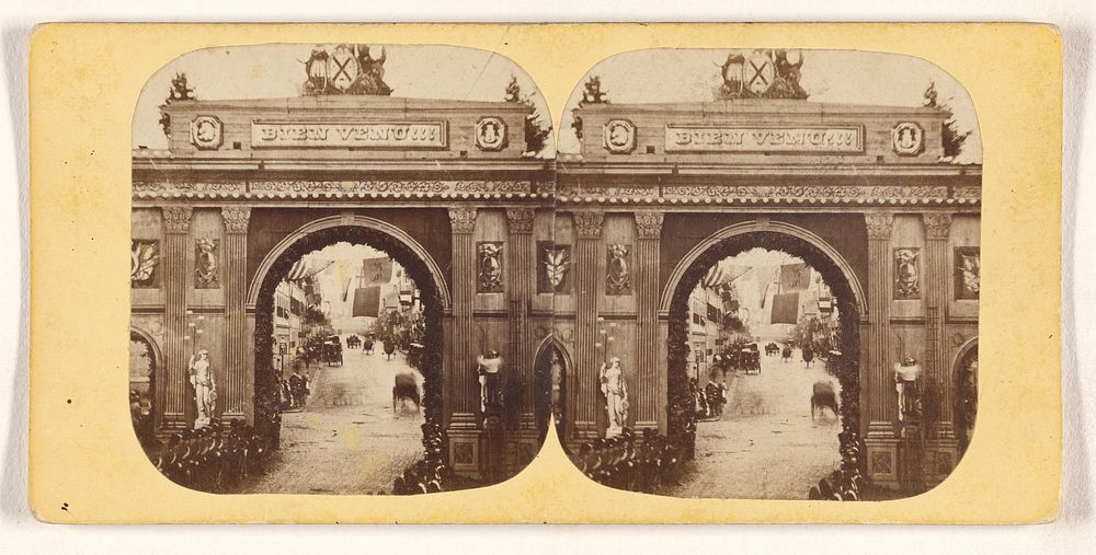 Arch in Commipiness Square, Montreal. For the Reception of H.R.H. the Prince of Wales, 25th August, 1860. by William Notman