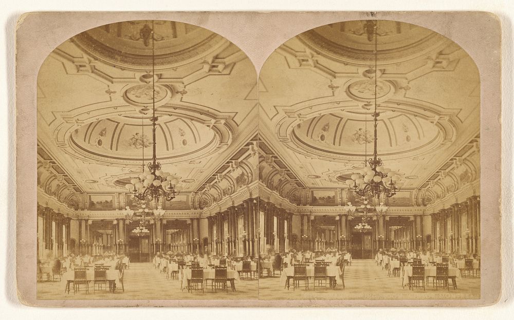 Interior of a grand dining room of an unidentified hotel, Montreal by William Notman