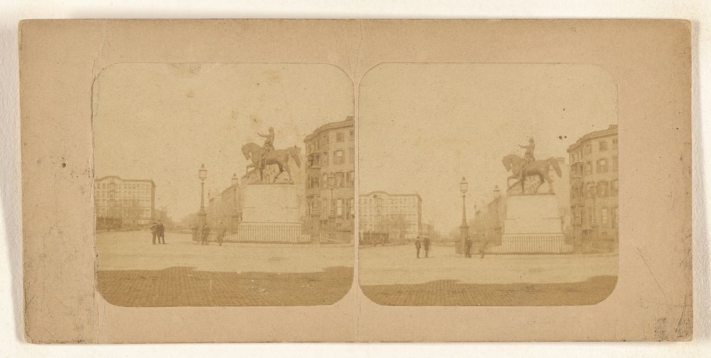 Statue of Washington, Union Square, New York. - No. 2. Everett House on the Left. by New York Stereoscopic Company