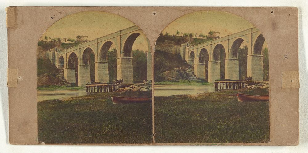High Bridge, New York. - No. 3. View of the Section from the Lower Banks...Cost, $963,427.80... by New York Stereoscopic…
