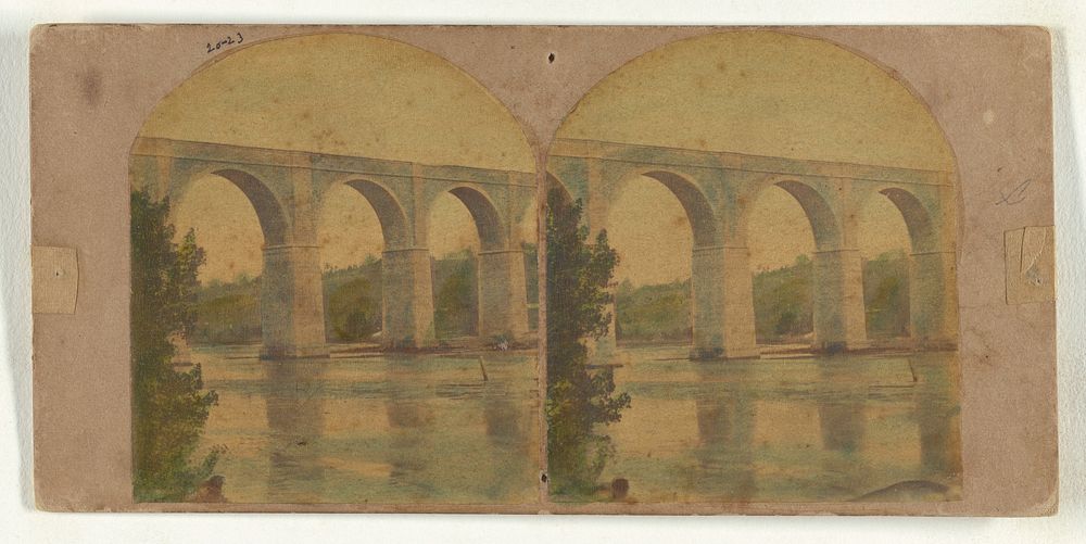 High Bridge, New York. - No. 3. View of the Section from the Lower Banks...Cost, $963,427.80... by New York Stereoscopic…