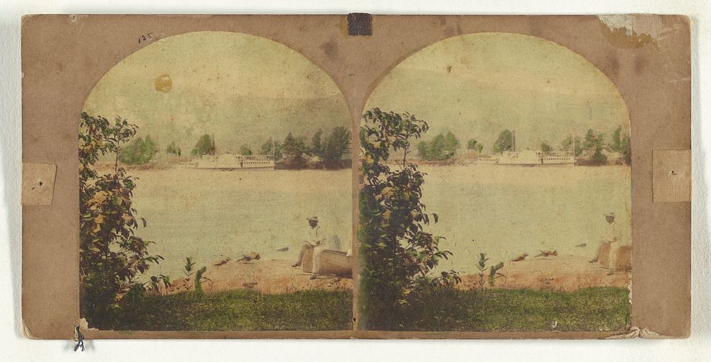 Lake George. Steamboat Landing at Ticonderoga. by New York Stereoscopic Company