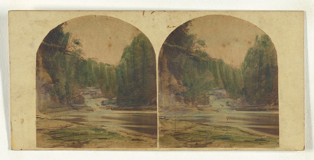 Trenton Falls, N.Y. Portion of the Alhambra, with the Cascade in the distance. by New York Stereoscopic Company