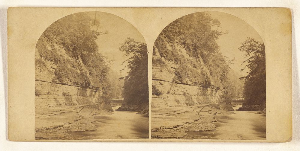 Trenton Falls, N.Y. View up the river from the foot of the Stairs. by New York Stereoscopic Company