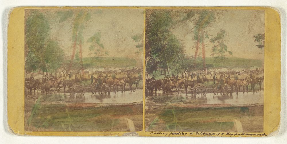 Battery Fording a Tributary of the Rappahannock on the Day of the Battle of Cedar Mountain. by Timothy H O Sullivan