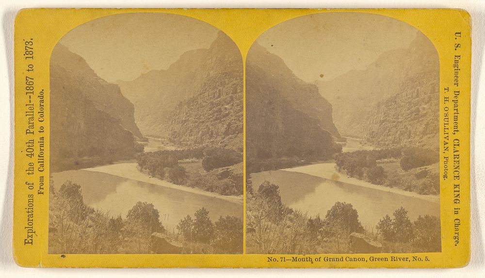 Mouth of Grand Canon, Green River, No. 5. by Timothy H O Sullivan