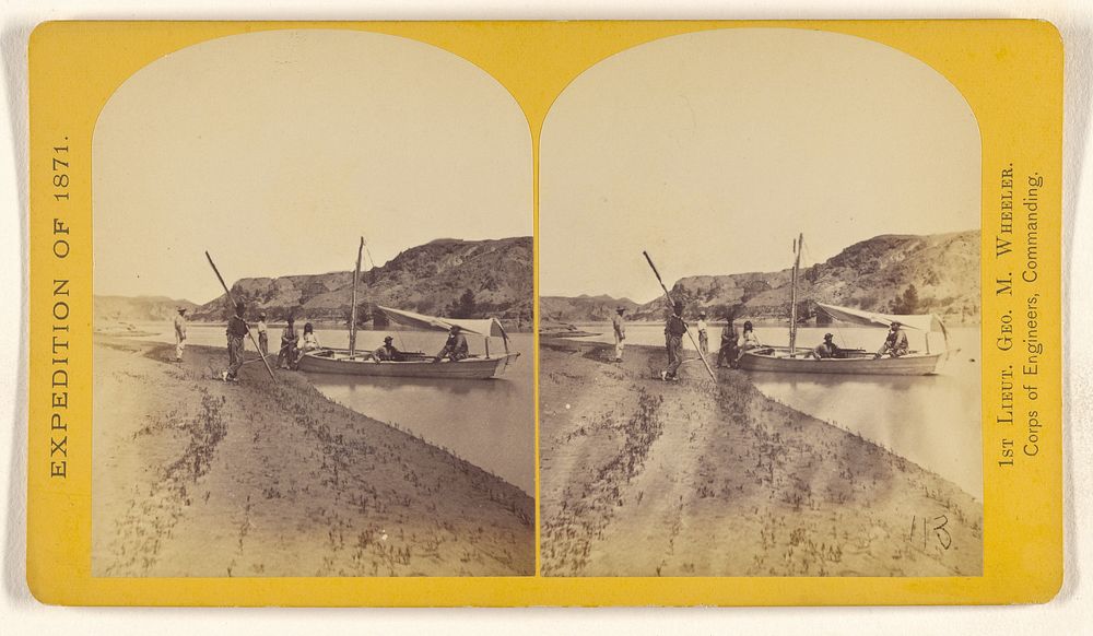 Camp in Painted Canon, Colorado River. Here a halt was made to repair boats, &c., and prepare for the further ascent... by…