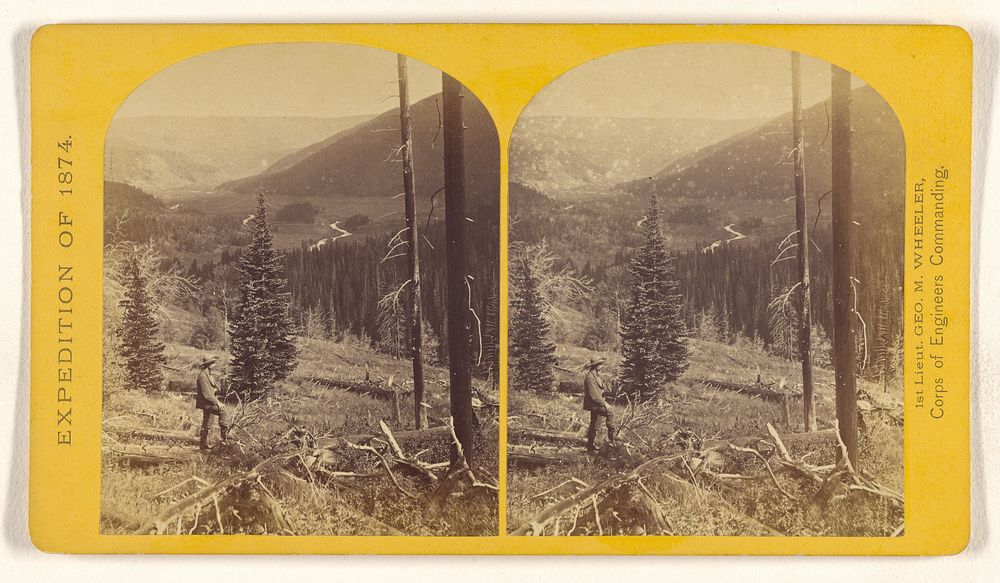 Canon, Valley of the Conejos River, looking south from vicinity of "Lost Lakes." by Timothy H O Sullivan