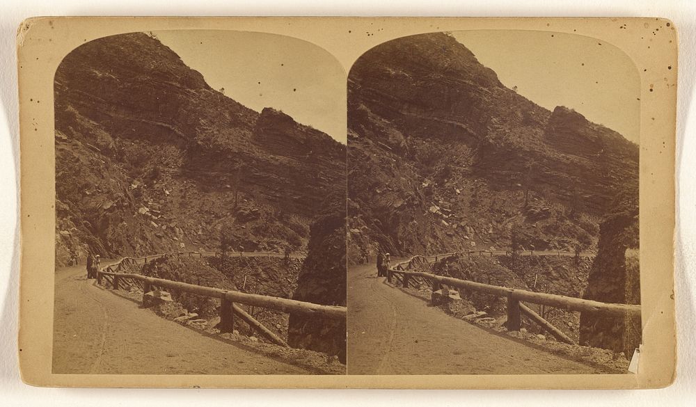 The Ute Pass, or the Canon of the Fountain. Located one mile west of Manitou. Looking Down the road. by L K Oldroyd