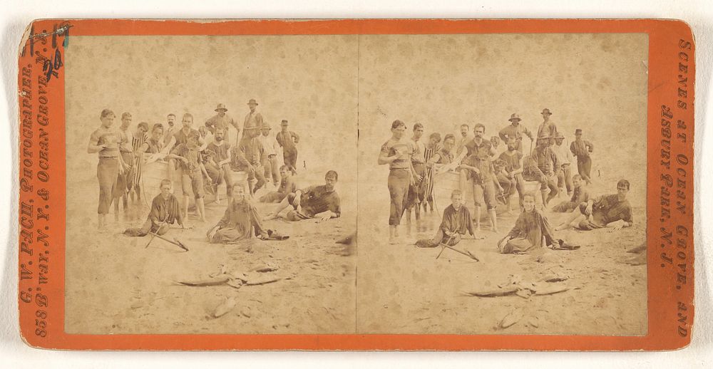 Group of people on beach at Orange Grove, New Jersey by Gustavus W Pach