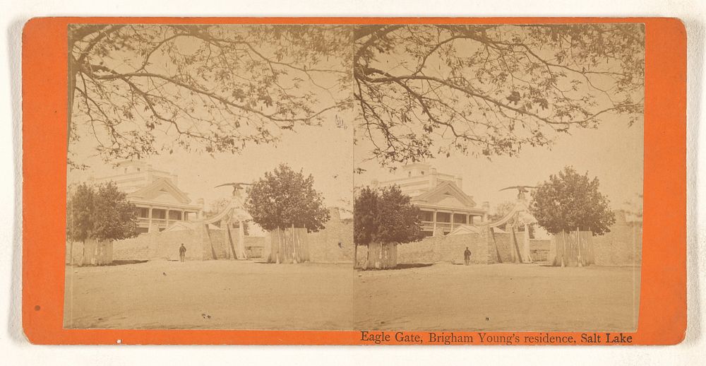 Eagle Gate, Brigham Young's residence, Salt Lake by J G Parks