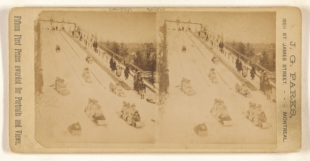 Tobogganing, Montreal, Canada by J G Parks