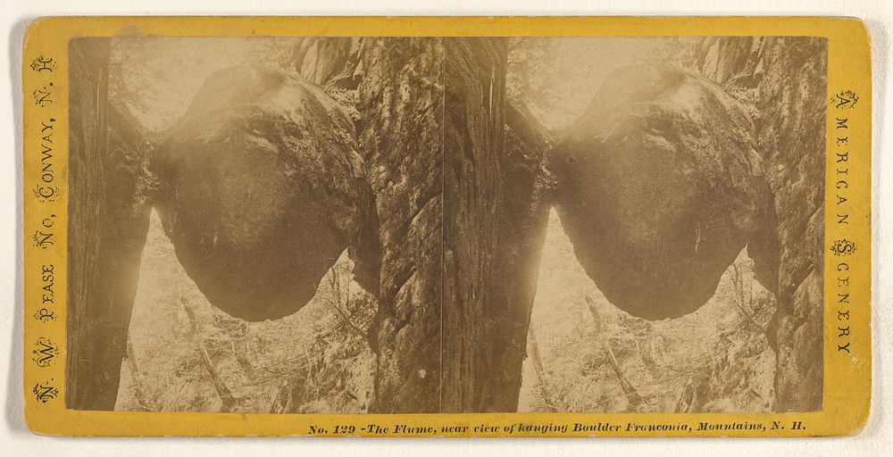 The Flume, near view of hanging Boulder Franconia, Mountains, N.H. by Nathan W Pease