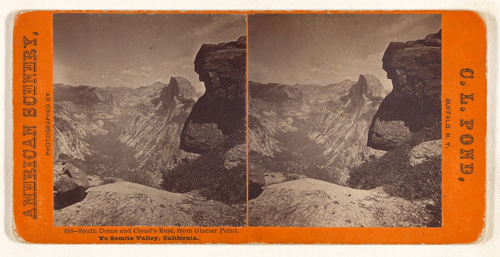 South Dome and Cloud's Rest, from Glacier Point. Yo Semite Valley, California. by C L Pond