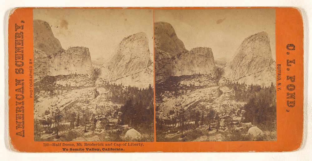 Half Dome, Mt. Broderick and Cap of Liberty. Yo Semite Valley, California. by C L Pond