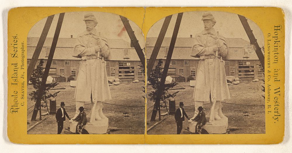 Statue for Antietam Monument, at R.I. Granite Works, (front view), Westerly. by Charles Seaver Jr and Charles Pollock