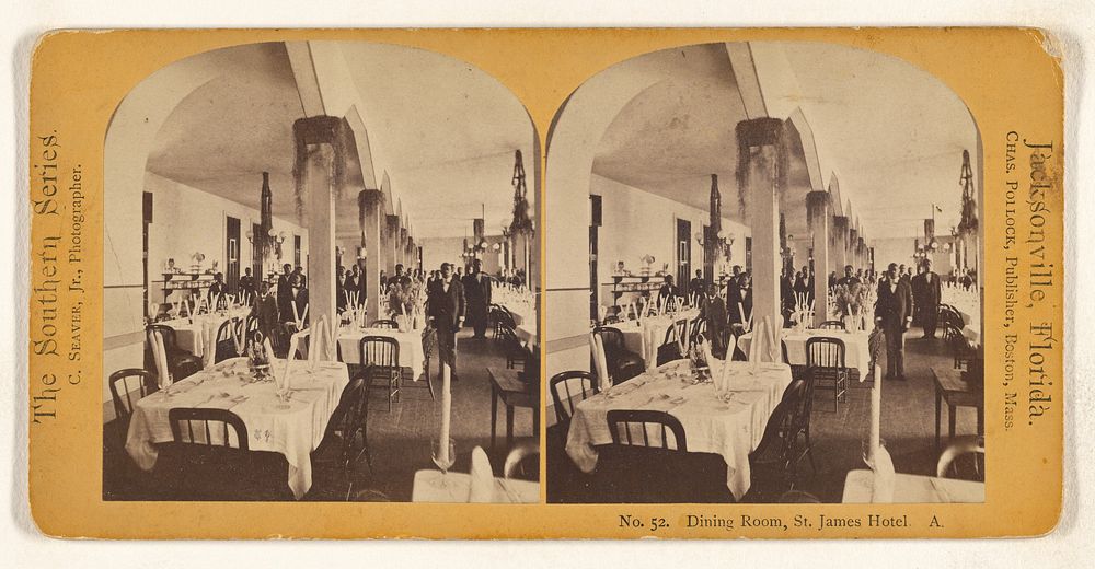 Dining Room, St. James Hotel. A. [Jacksonville, Florida] by Charles Seaver Jr and Charles Pollock