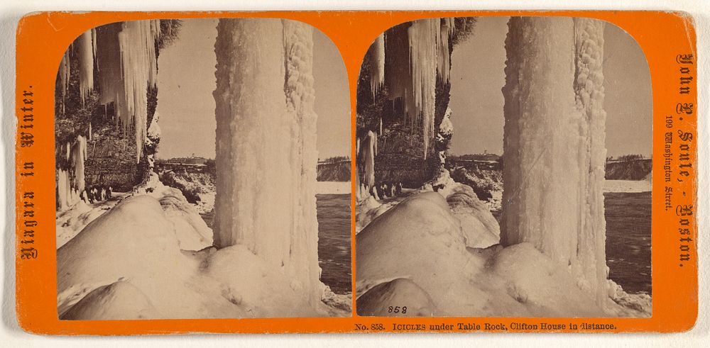 Icicles Under Table Rock, Clifton House in distance. by John P Soule