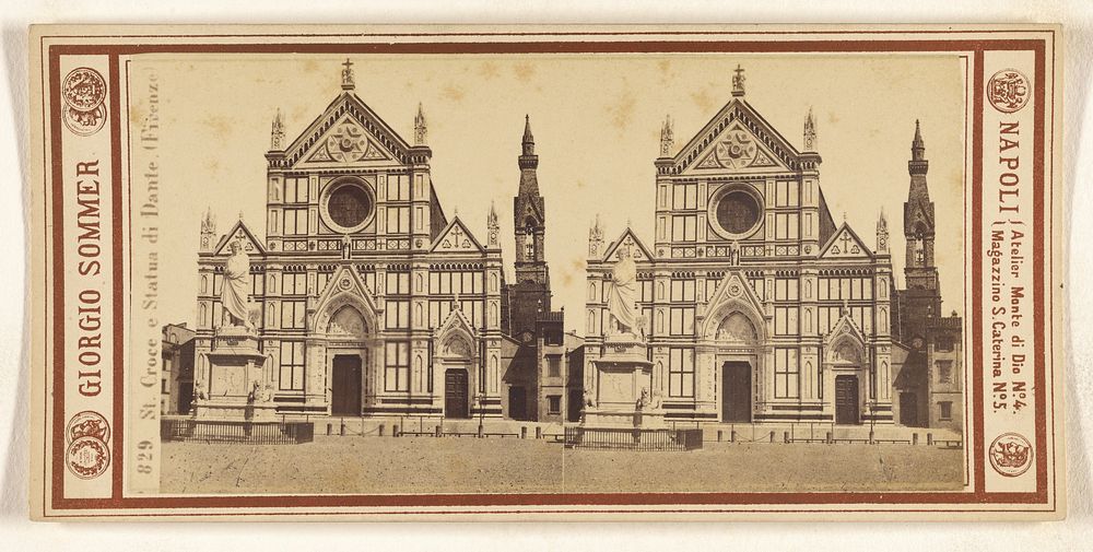 St. Croce e Statua di Dante. (Firenze) by Giorgio Sommer