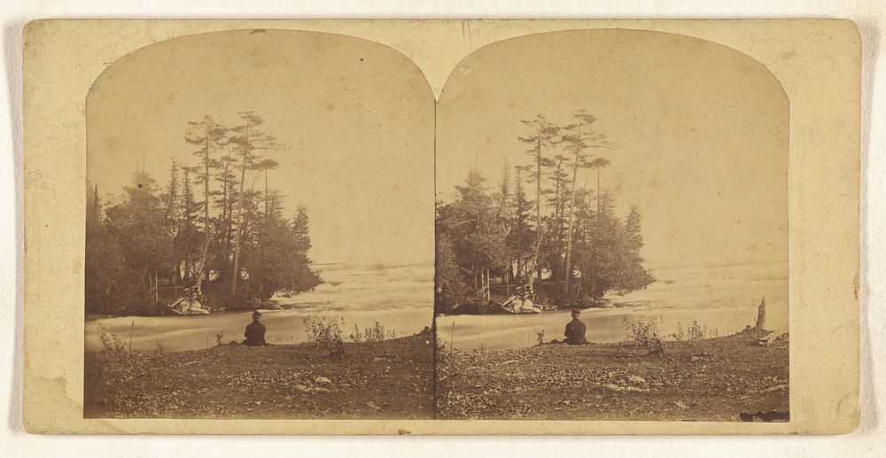 Lovers' Retreat and Rapids, Niagara. From Bath Island, above the American Fall, between the American side and Goat Island.…