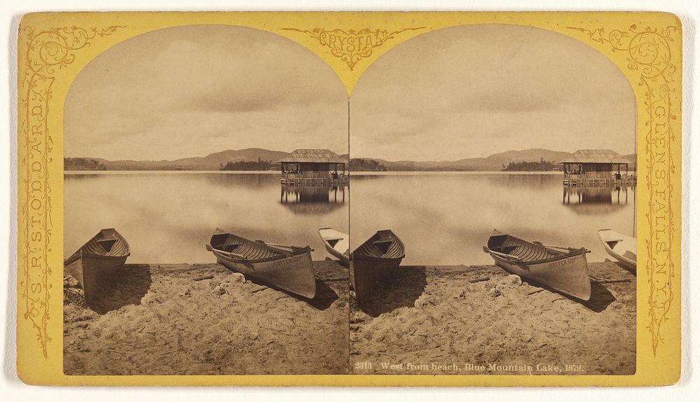 West from beach, Blue Mountain Lake, 1879. by S R Stoddard